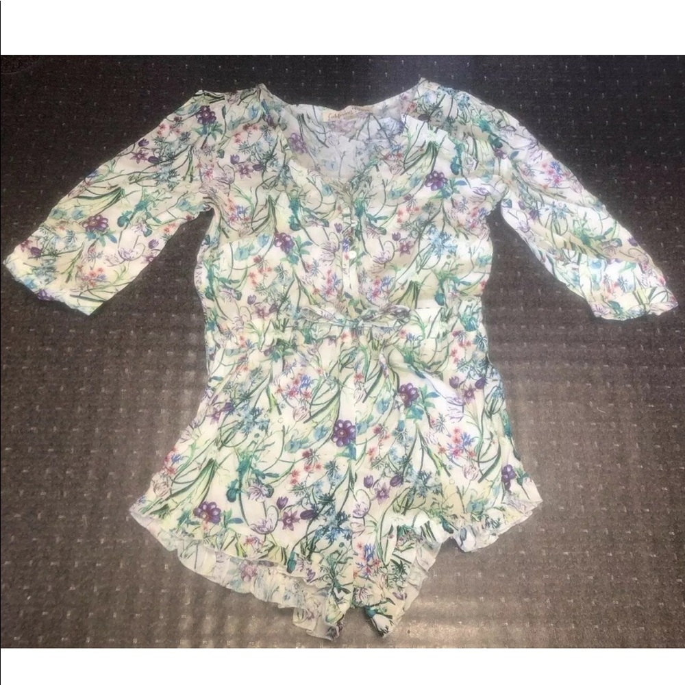 California Gypsy Floral Playsuit Romper Small NWOT - Picture 3 of 6